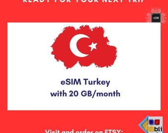 eSIM for travel in Turkey. 20GB to use in 1 month