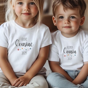 Big Cousin & Little Cousin T-Shirt Set 2025 | Sibling Look | Cousin Gift | Personalized | Birth Baby Reveal