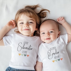 Big brother/sister, little brother/sister | Sibling outfit | Announce pregnancy | Personalized children&#39;s t-shirts baby bodysuit
