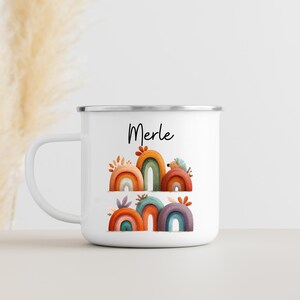 Rainbow mug personalized, enamel mug, baby gifts, personalized enamel mug, children&#39;s mug, children&#39;s mug, camping mug, birth