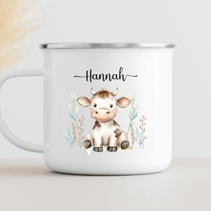 Cow children&#39;s mug personalized, enamel mug, baby gifts, enamel mug personalized, children&#39;s mug, cup children, camping mug child