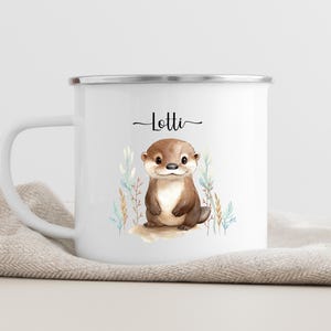 Otter children&#39;s mug personalized, enamel mug, baby gifts, enamel mug personalized, children&#39;s mug, mug children, camping mug child