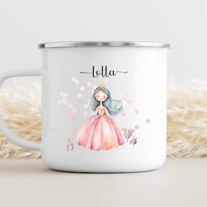 Princess children&#39;s mug personalized, enamel mug, baby gifts, enamel mug personalized, children&#39;s mug, cup children, camping mug