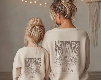 Sweat-shirt maman et moi, sweat-shirt assorti bohème maman, chemise maman et moi, pull maman coloré, cadeau fête des mères, cadeau de Noël