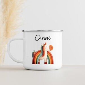 Unicorn mug personalized, enamel mug, baby gifts, enamel mug personalized, children&#39;s mug, children&#39;s mug, camping mug rainbow