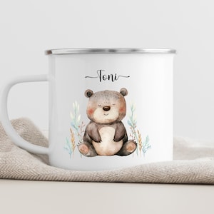 Bear children&#39;s mug personalized, enamel mug, baby gifts, enamel mug personalized, children&#39;s mug, cup children, camping mug child