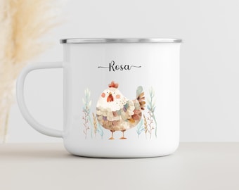 Chicken children's mug personalized, enamel mug, baby gifts, enamel mug personalized, children's mug, cup children, camping mug child