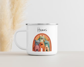 Monster mug personalized, enamel mug, baby gifts, personalized enamel mug, children's mug, children's mug, camping mug, birth