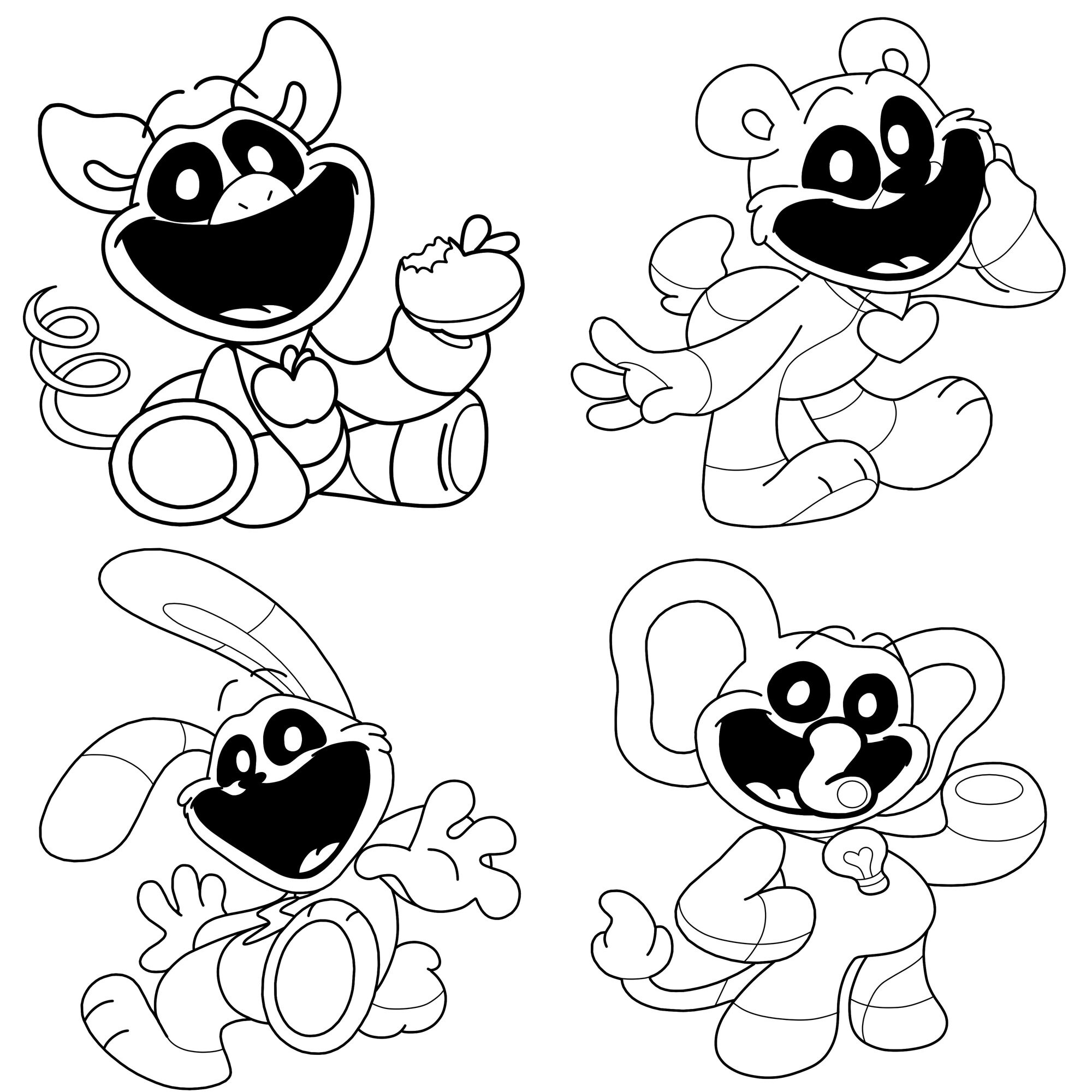 Smiling Critters Printable Coloring Page - Etsy