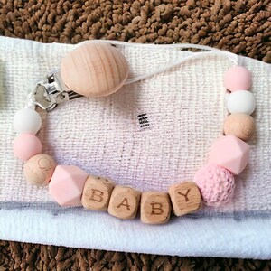 Baby fopspeen clip gepersonaliseerde fopspeen clip voor baby aangepaste naam cadeau baby shower gepersonaliseerde geschenken meisje baby shower pasgeboren baby cadeau Roze