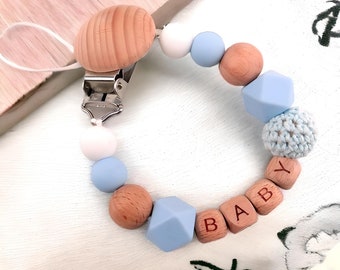 Personalised Pacifier Clip Baby Dummy Clip Baby Boy Name Personalized Gift Custom New Born Pacifier Chain Pacifier Holder Baby Shower Gift