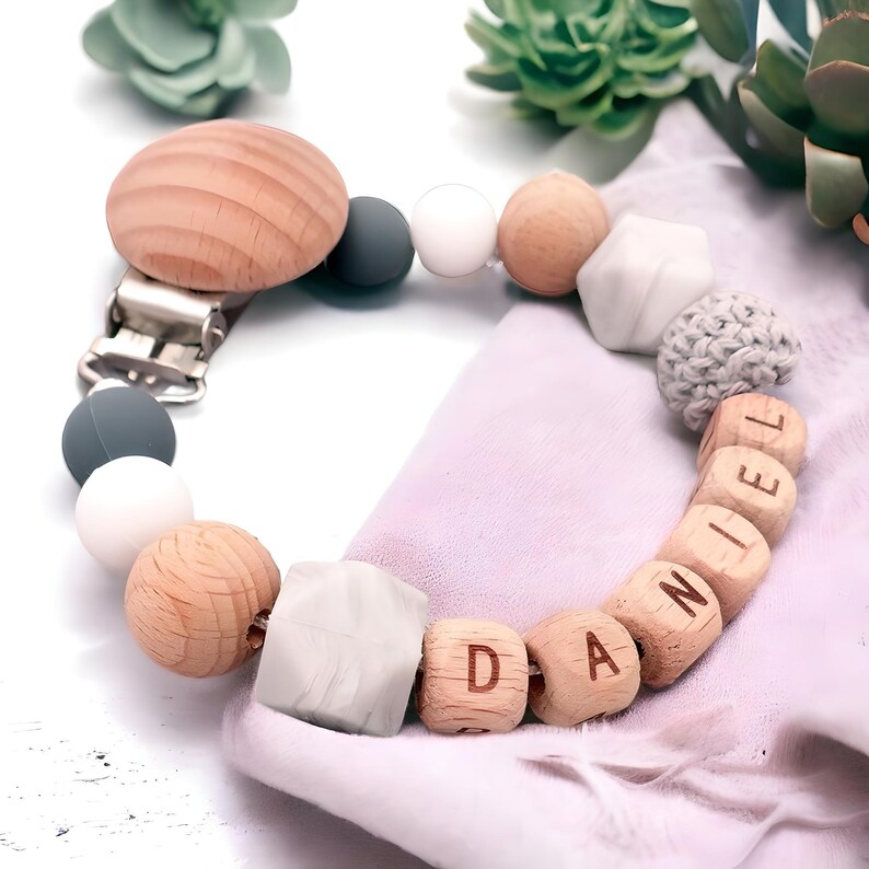 Personalised Pacifier Clip Baby Dummy Clip Baby Boy Name Personalized Gift Custom New Born Pacifier Chain Pacifier Holder Baby Shower Gift zdjęcie 7