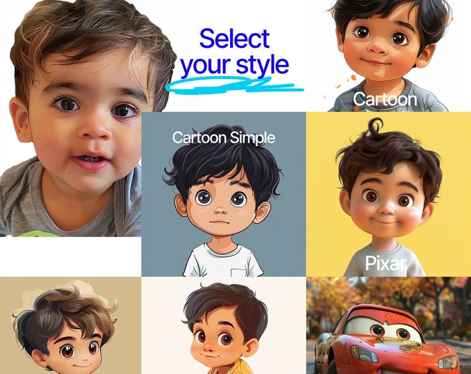 Pixar Custom Portrait, Cartoon Style, Retro Cartoon, Anime Portrait, Personalized Digital Art, Family Gift, Character Design