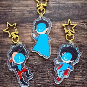 Hero Boys Acrylic Keychain | Clear or Holographic | Gold Clasp | 2.5” Double-Sided