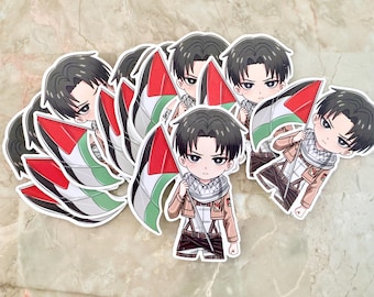 Captain Holding Palestine Flag Sticker | Anime Sticker | Free Palestine Art | Glossy Water-Resistant Sticker