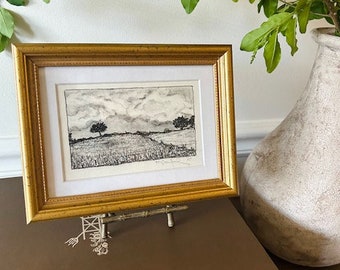 Ready To Hang Hand-drawn Charcoal Landscape IV | Countryside Sketch | Signed Original Drawing | Small Art Gift | Nature Scene Illustration