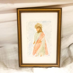 Jesus Watercolor Painting | Religious Artwork | Easter Baptism Gift | Christian Wall Art | Christ Portrait | Framed Original Painting |