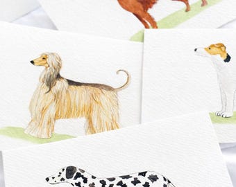 Original 5x7 Watercolor Dog Breed Portrait – Dalmatian, Beagle, Afghan Hound, Irish Setter, Fox Terrier – Unframed Dog Art – Dog Lover Gift