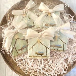 Nativity Scene Christmas Ornament | Baby Jesus Ornament | Handmade Holiday Decorations | Christmas Tree Decor | Watercolor | Secret Santa