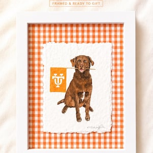 Custom College Pet Portrait, Dog Watercolor Portrait, Framed College Gift