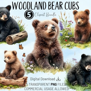 Aquarell Bären Clipart: Wald Kinderzimmer Dekor (digitaler Download)