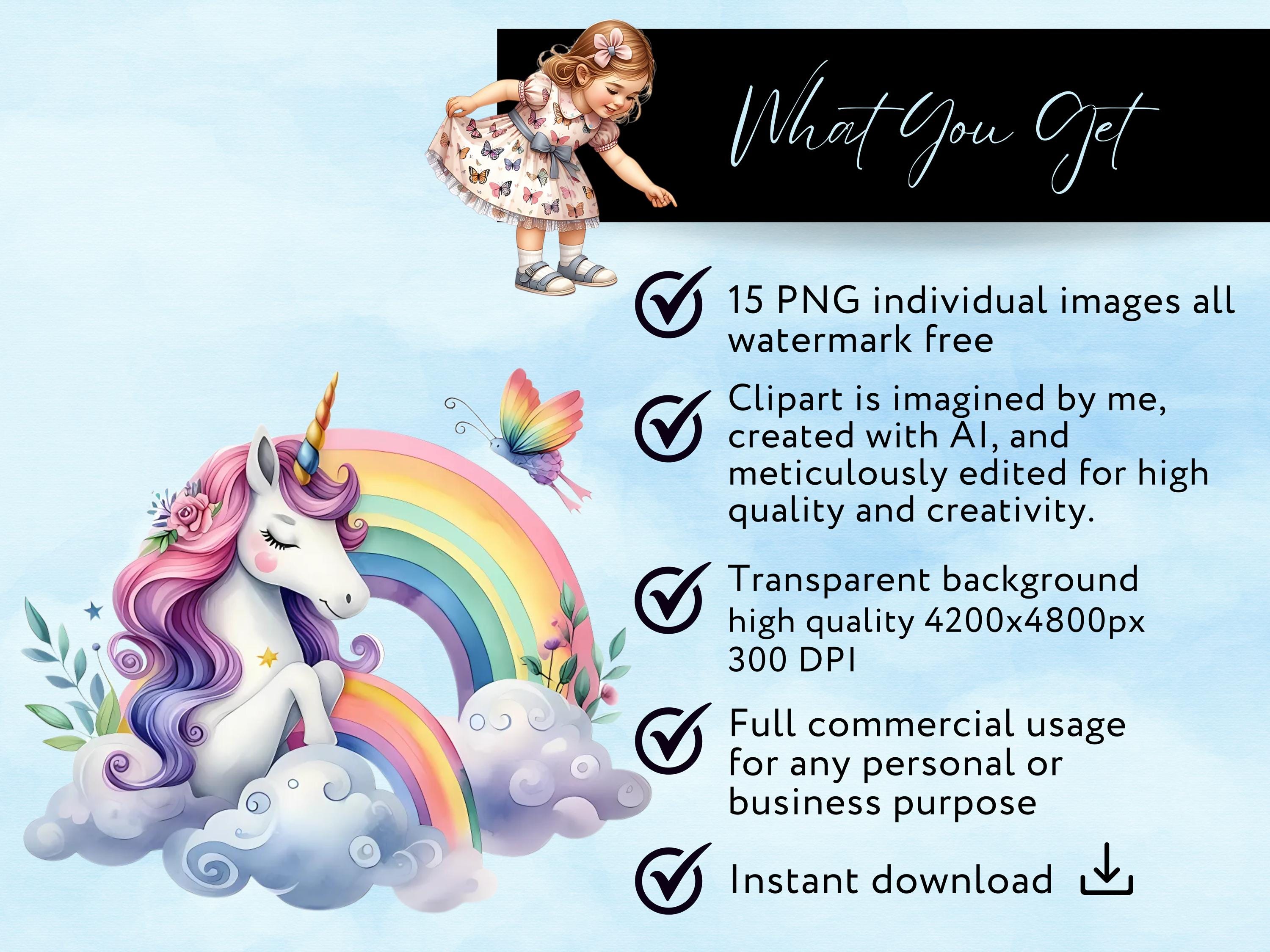Watercolor Unicorn Clipart Bundle: Commercial Use PNG (digital Download ...