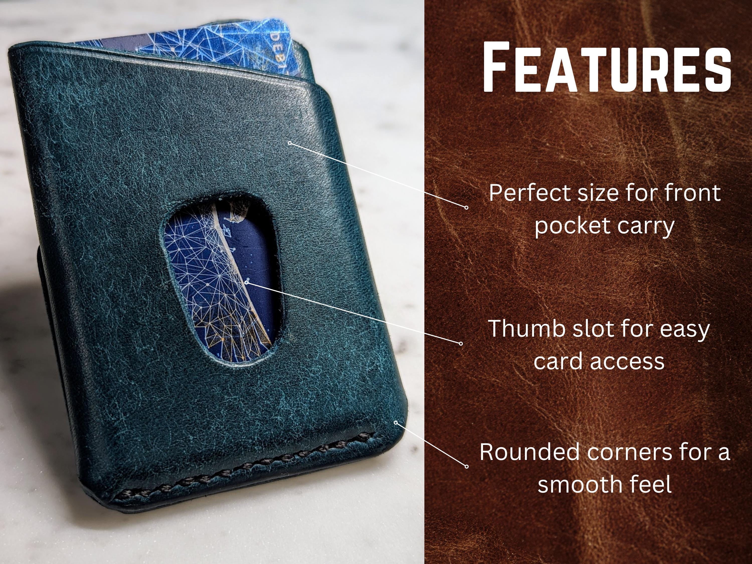 Tan Leather Front Pocket Wallet: Personalized Italian Pueblo Card Holder - Thumbnail 4