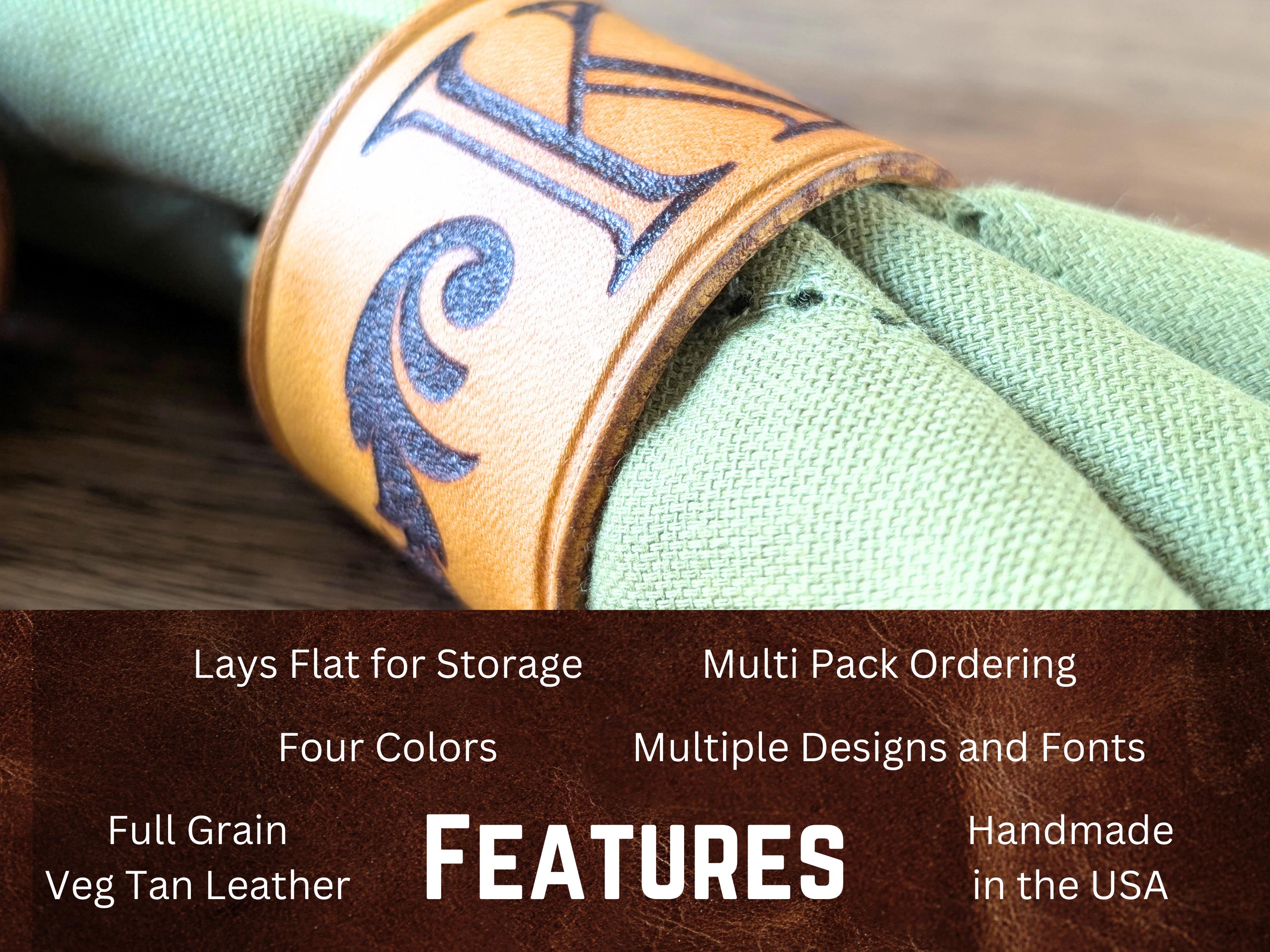 Custom Leather Napkin Rings: Monogrammed Thanksgiving Table Decor - Thumbnail 3