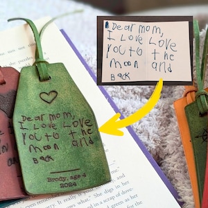 Personalized Handwriting Leather Bookmark: Engraved Keepsake Gift