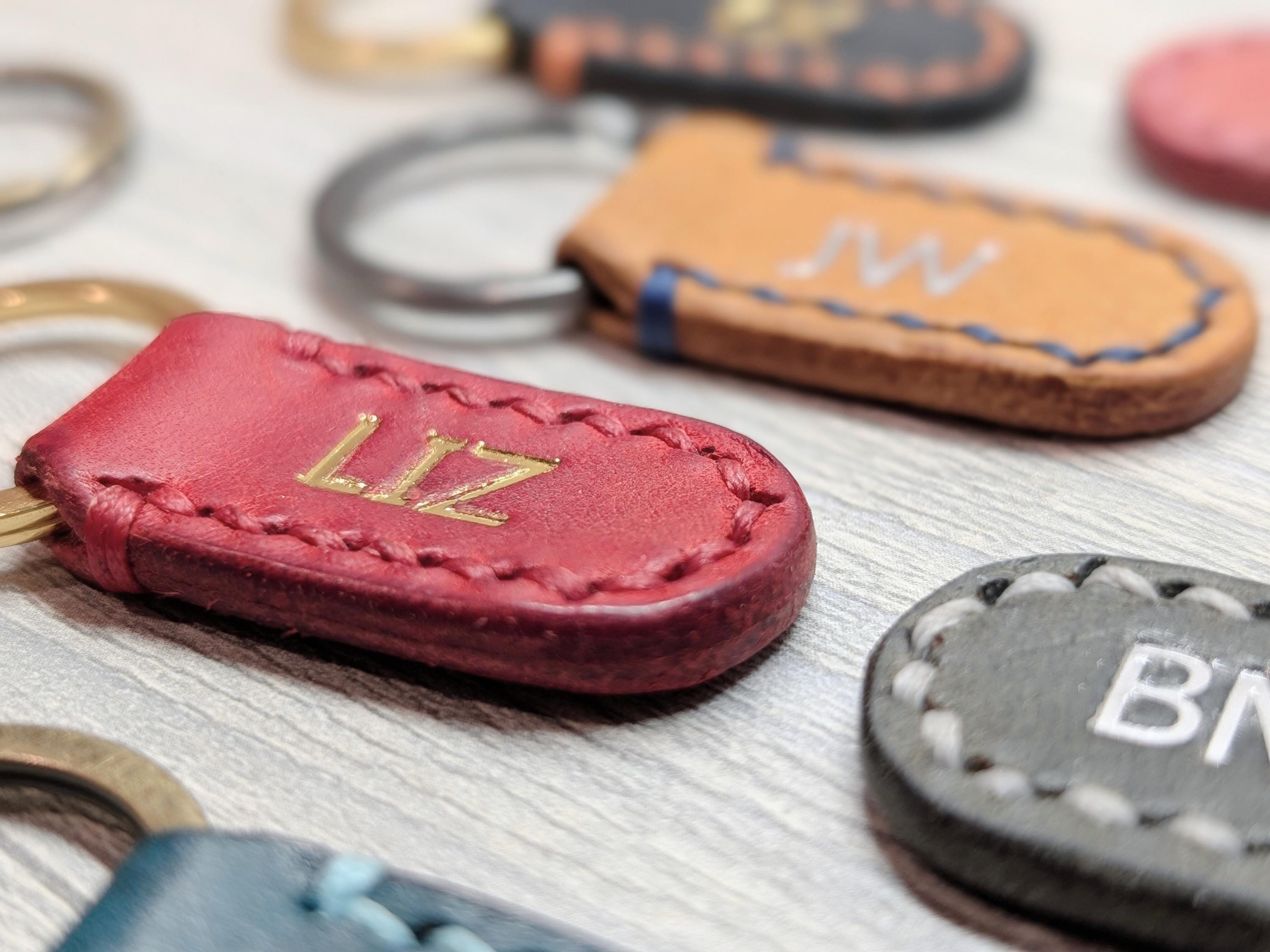 Custom Stamped Leather Keychain: Badalassi Pueblo Italian Leather - Thumbnail 2