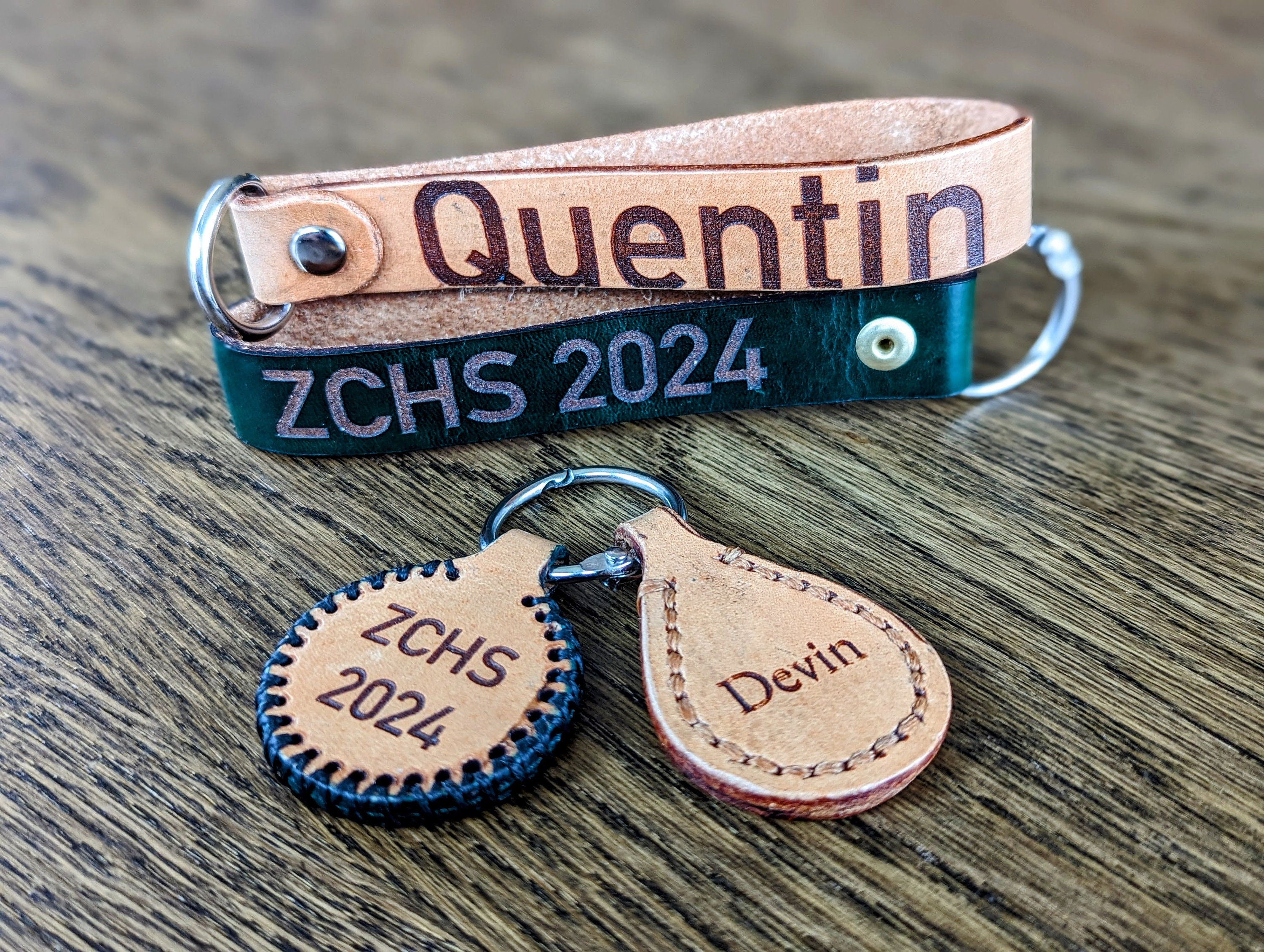 Personalized Leather Graduation Keychain: Custom Engraved Keepsake