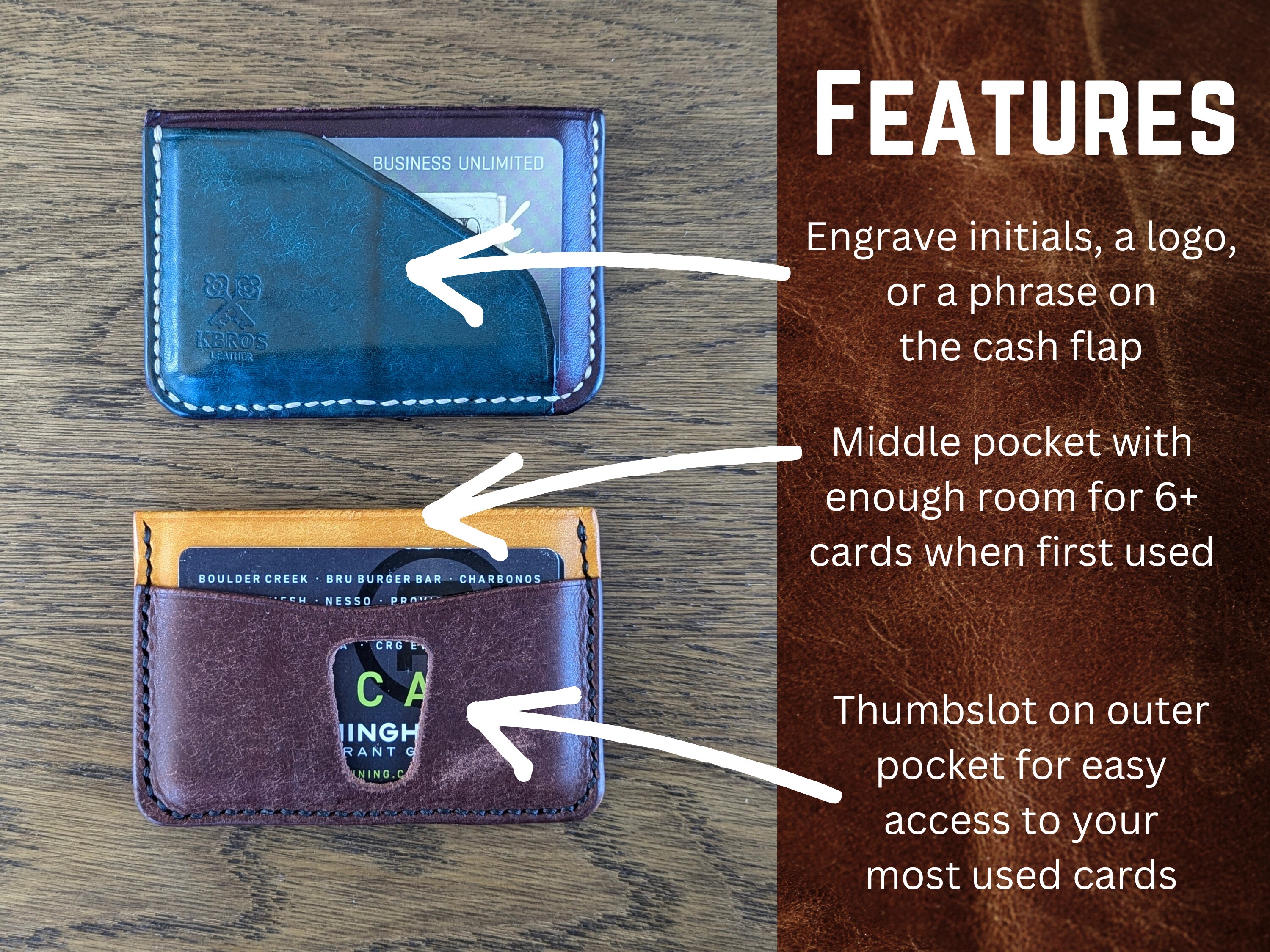 Handmade Italian Leather Minimalist Wallet: Slim Card Holder - Thumbnail 3