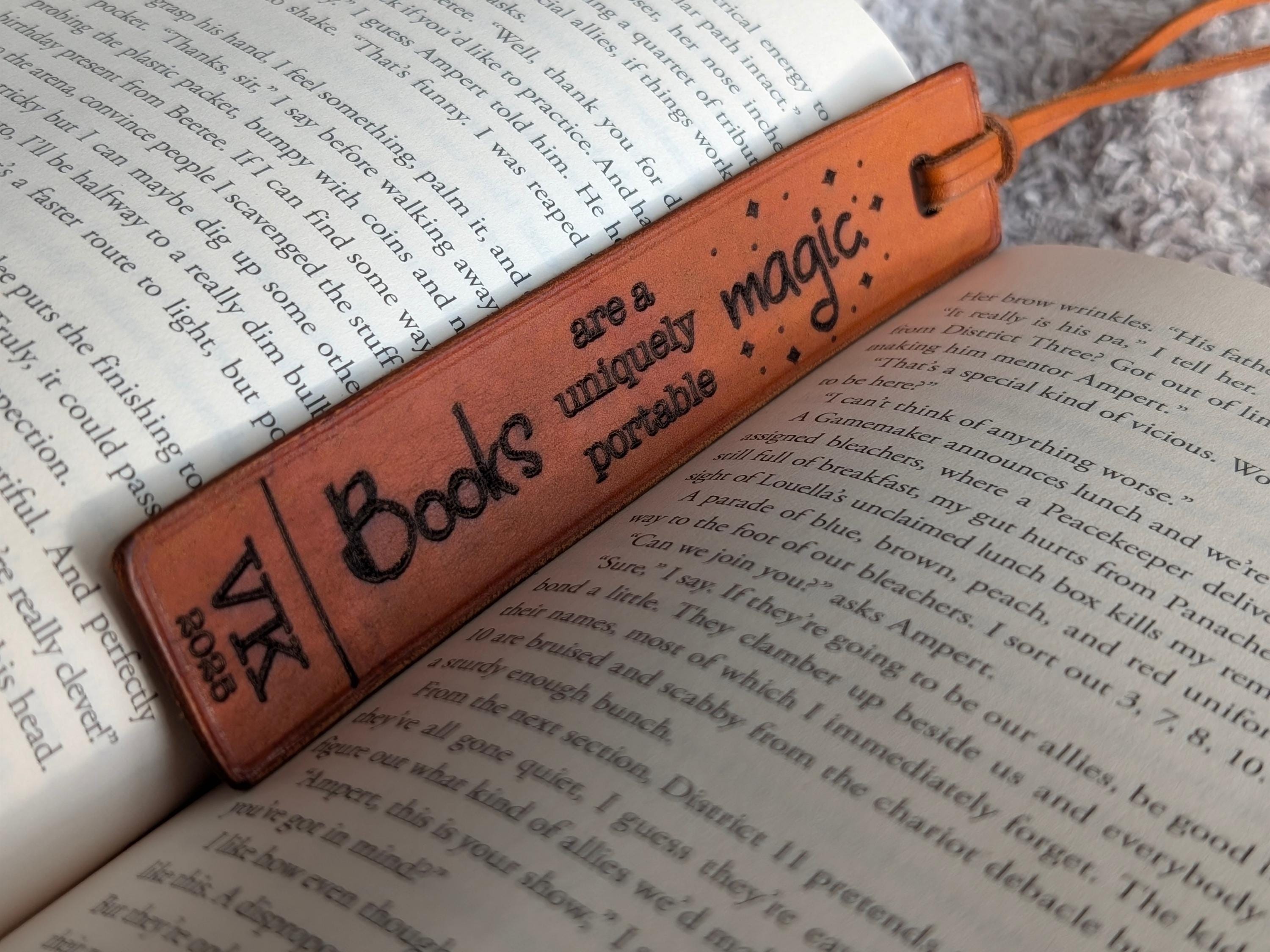 Engraved Leather Bookmark with Inspirational Quote Gift for Book Lovers Personalized Leather Bookmark Gift for Readers Handmade in USA - Thumbnail 7