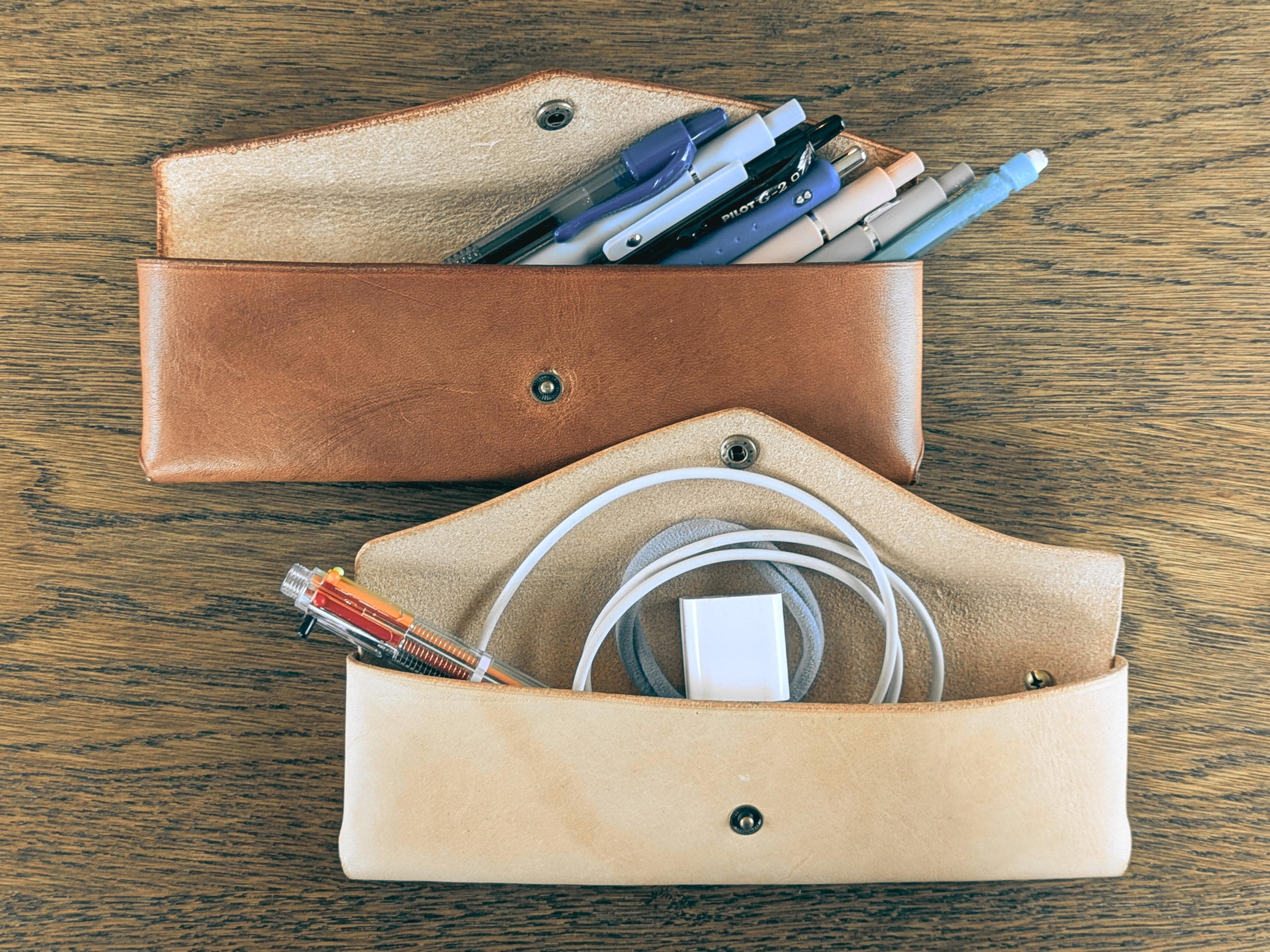 Personalized Leather Pencil Pouch: Handmade Stitchless Pen Case - Image 1