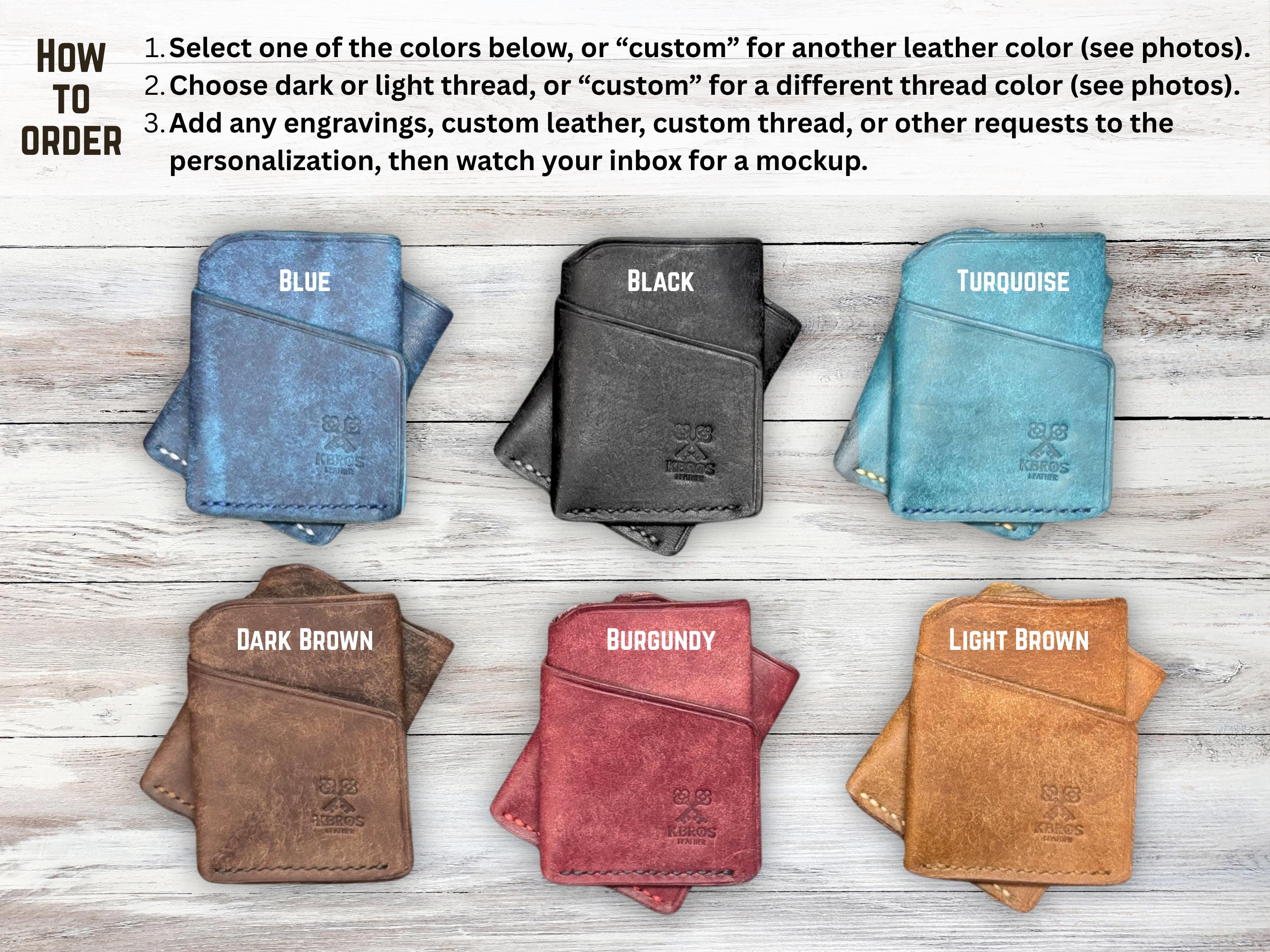 Tan Leather Front Pocket Wallet: Personalized Italian Pueblo Card Holder - Thumbnail 5