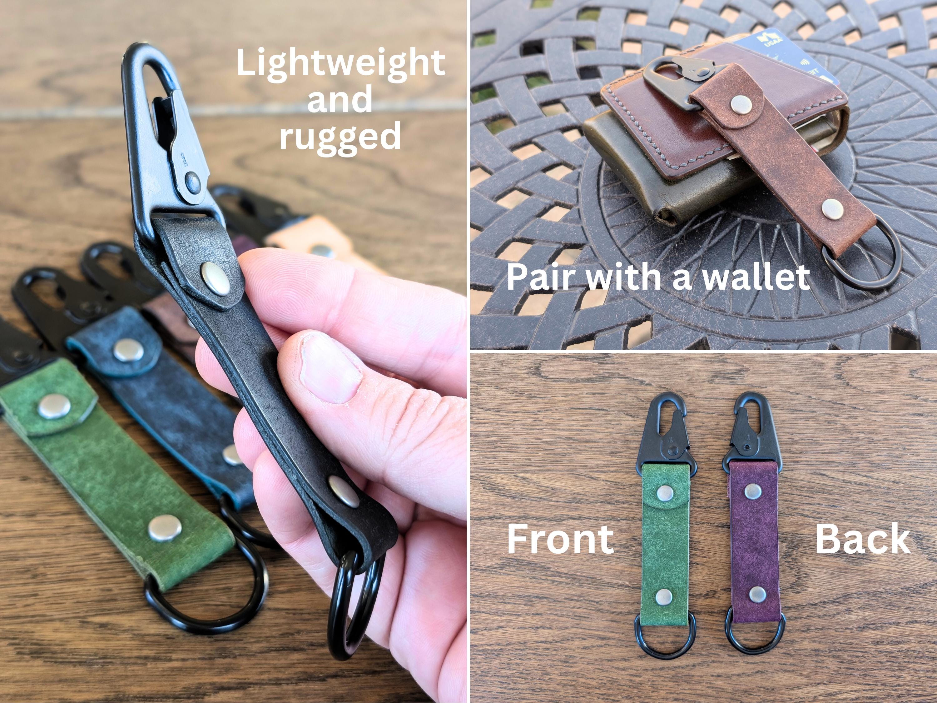 Personalized Italian Leather Keychain - Rustic Key Fob - Everyday Carry - Thumbnail 2