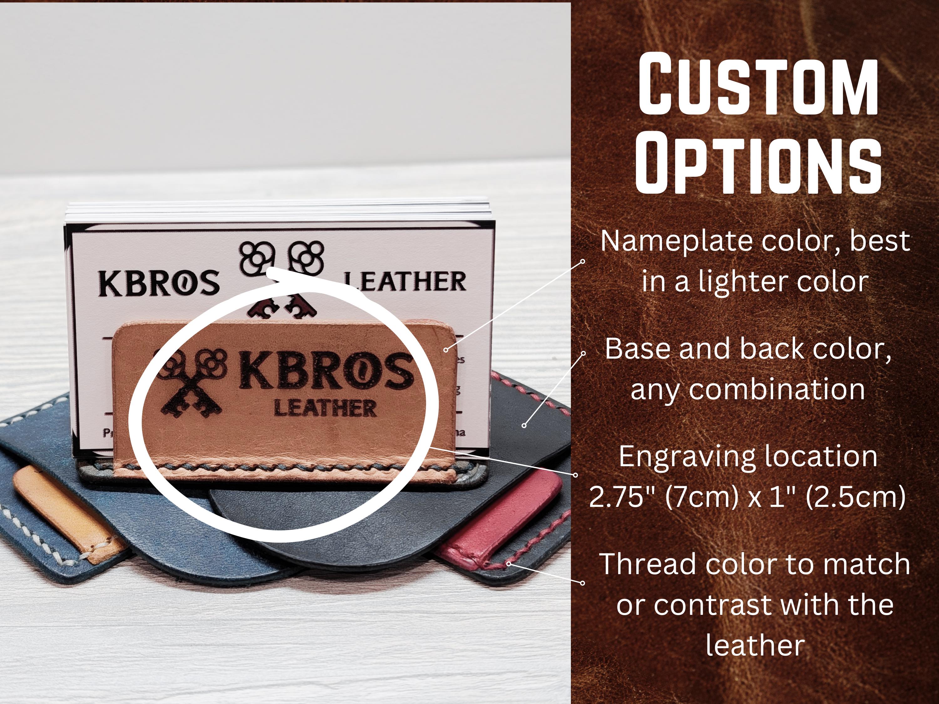Leather Business Card Holder – Collapsible Italian Vegetable-Tanned Leather with Custom Logo Engraving - Thumbnail 5