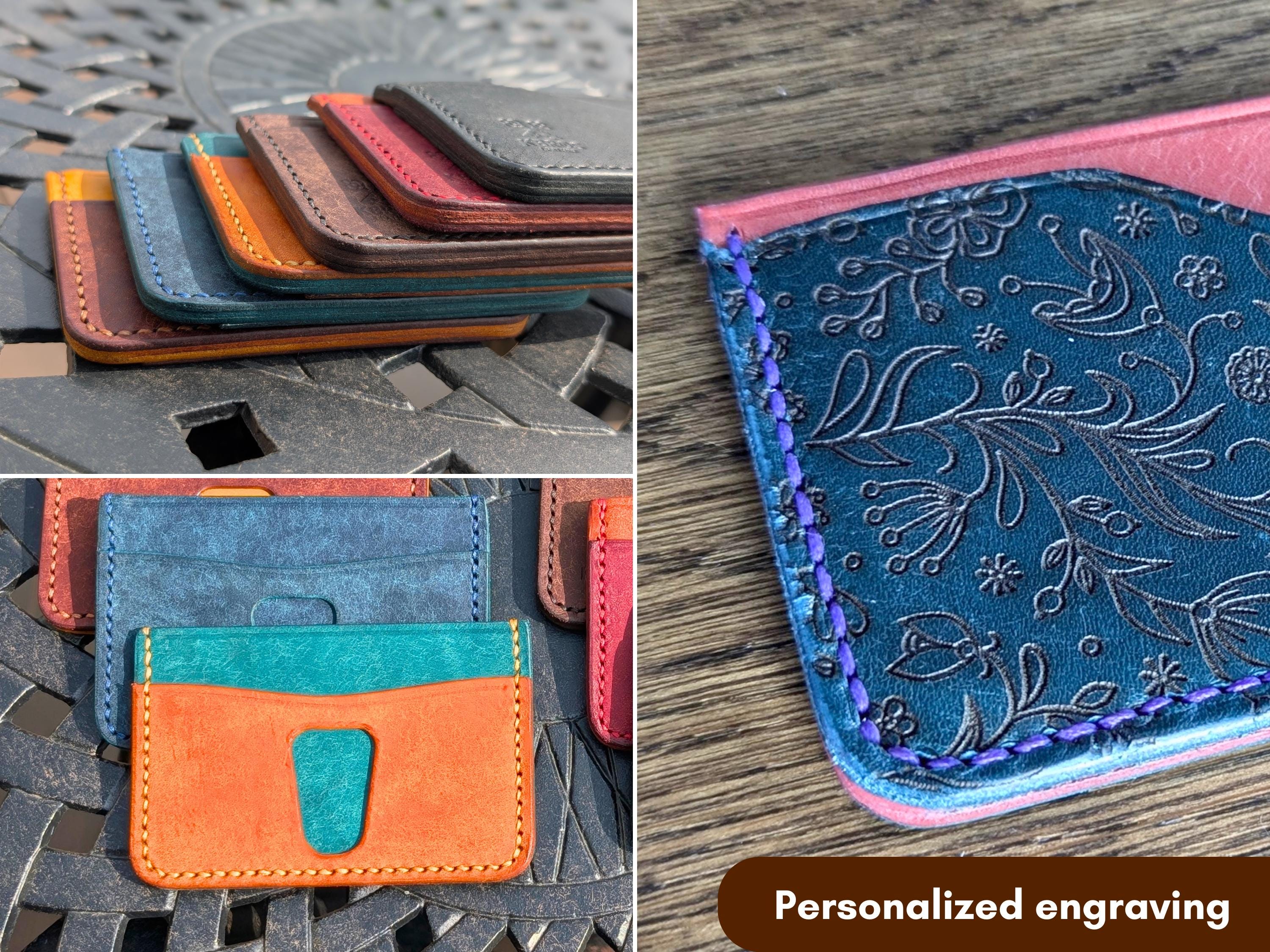 Handmade Italian Leather Minimalist Wallet: Slim Card Holder - Thumbnail 2