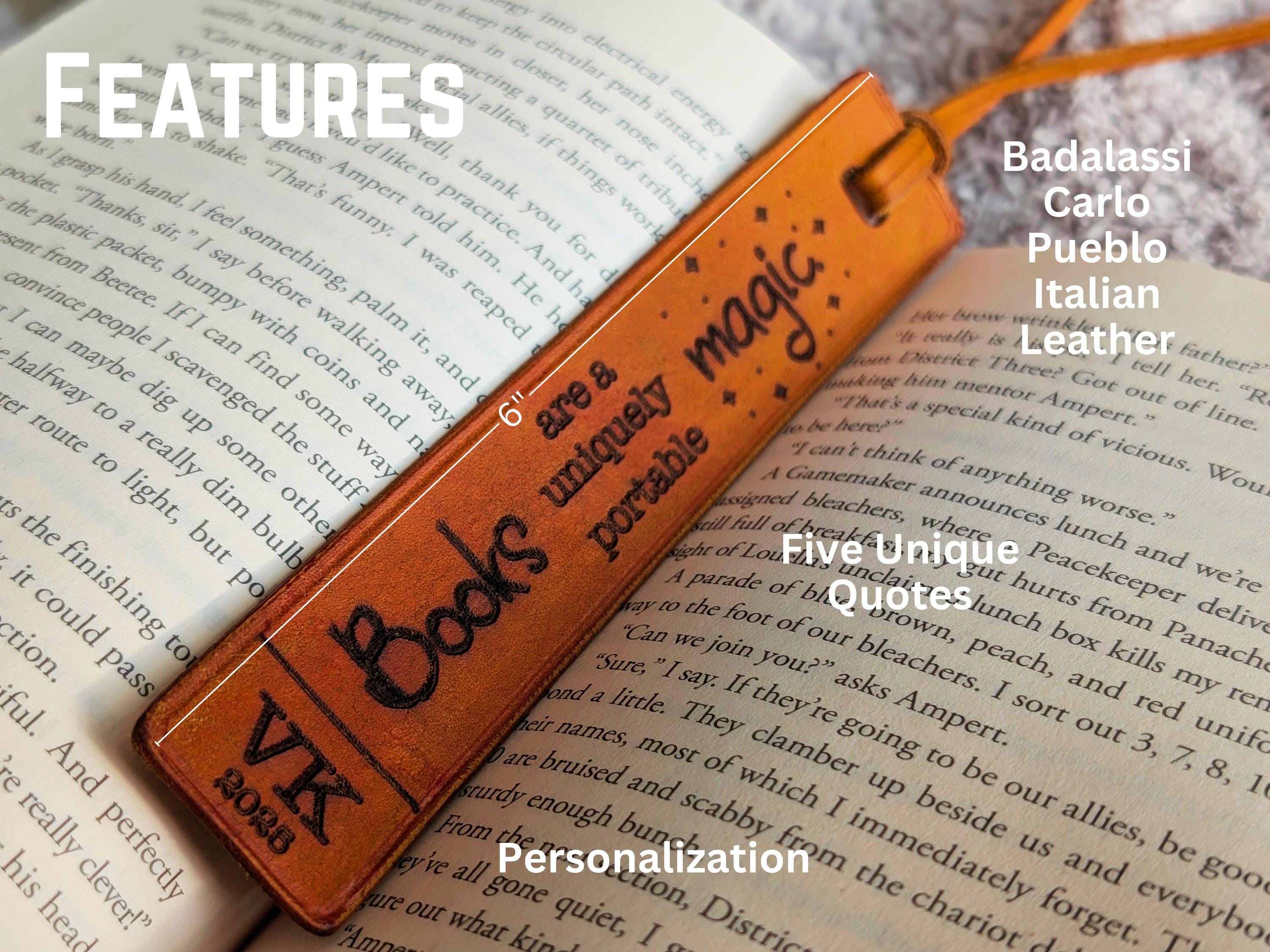 Engraved Leather Bookmark with Inspirational Quote Gift for Book Lovers Personalized Leather Bookmark Gift for Readers Handmade in USA - Thumbnail 4