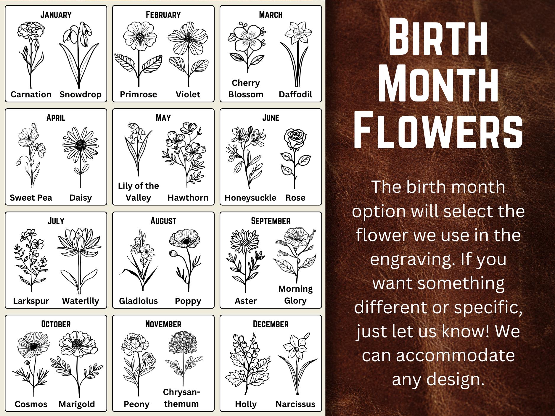 Personalized Birth Flower Leather Bookmark: Custom Reader Gift - Thumbnail 5