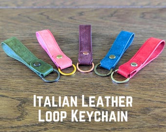 Personalized Leather Keychain: Badalassi Pueblo Italian Leather, Engraved Gift