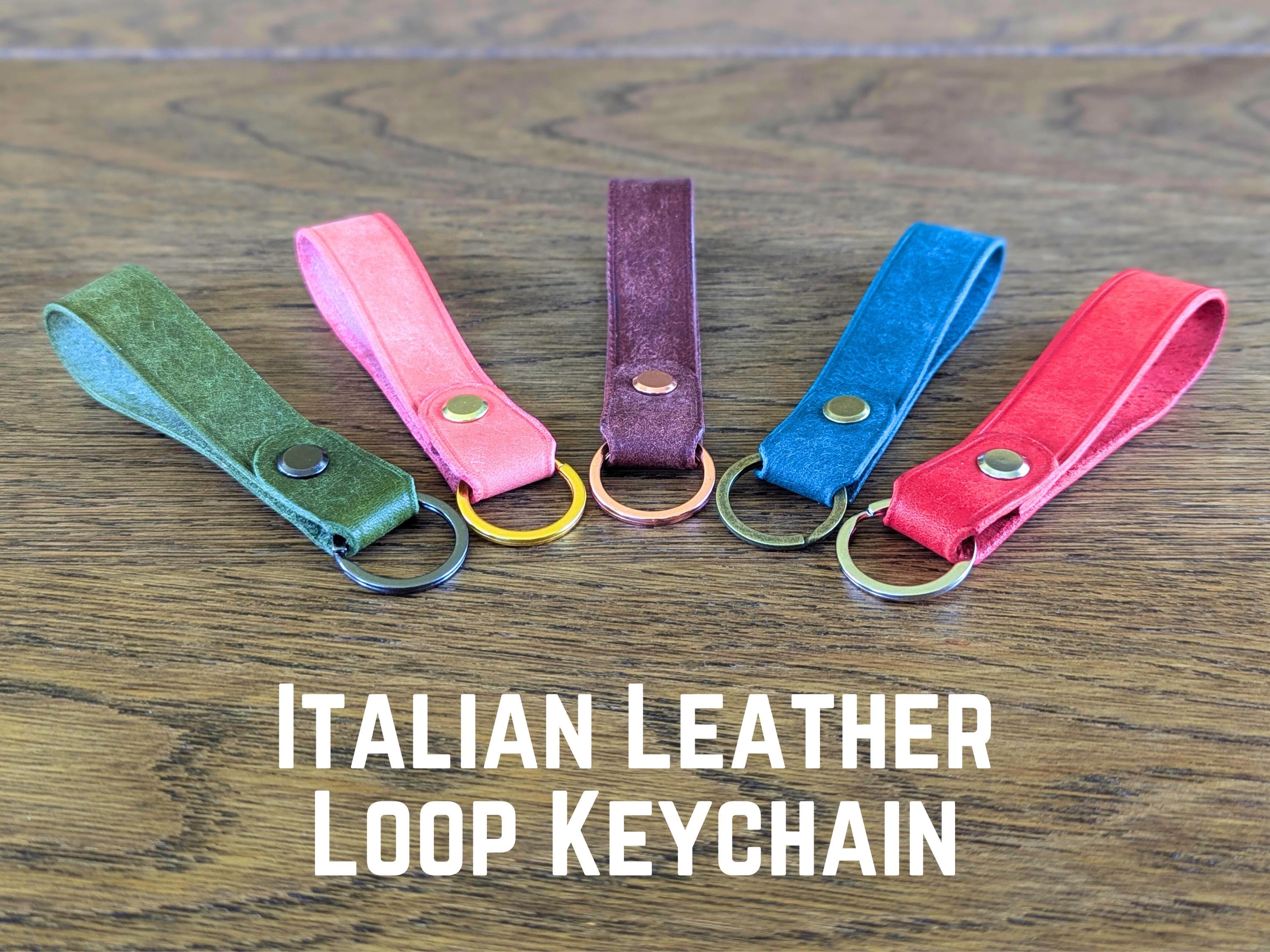 Personalized Leather Keychain: Badalassi Pueblo Italian Leather, Engraved Gift