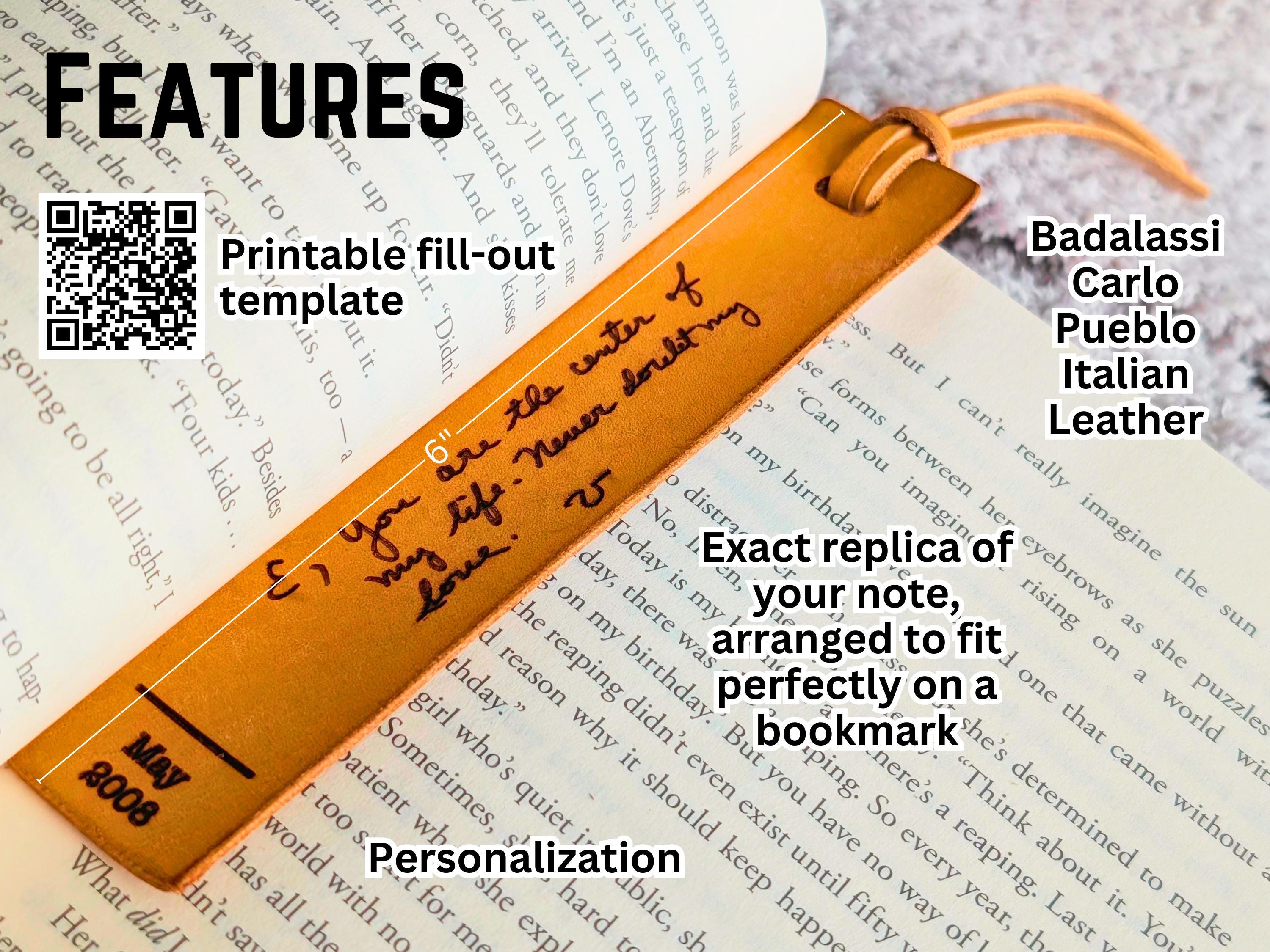 Personalized Handwriting Leather Bookmark: Engraved Keepsake Gift - Thumbnail 2