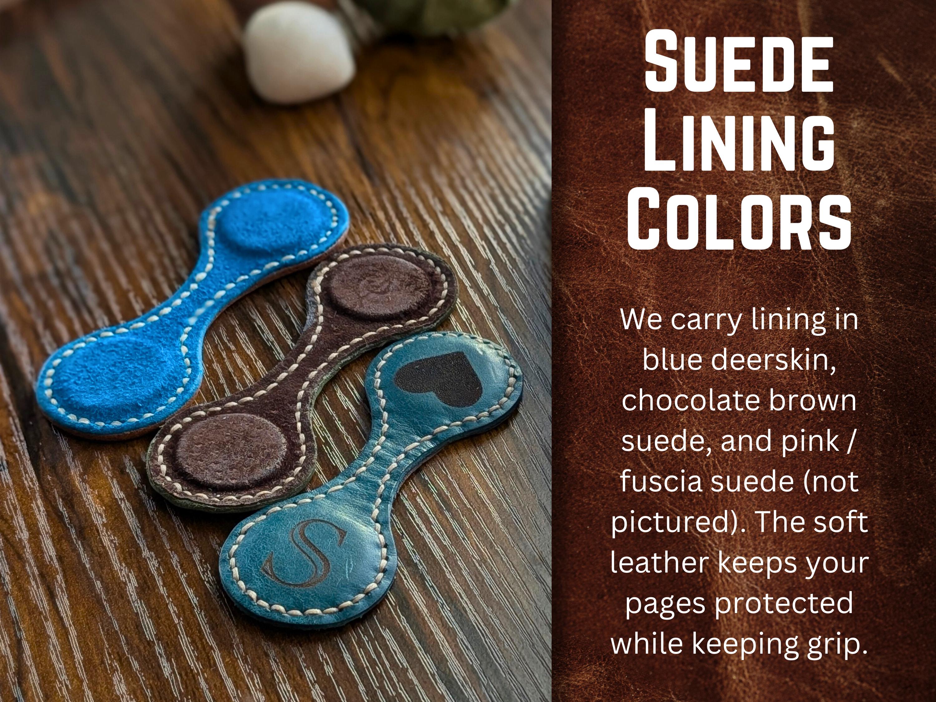 Personalized Italian Leather Magnetic Bookmark: Engraved Suede Lined Page Holder - Thumbnail 5