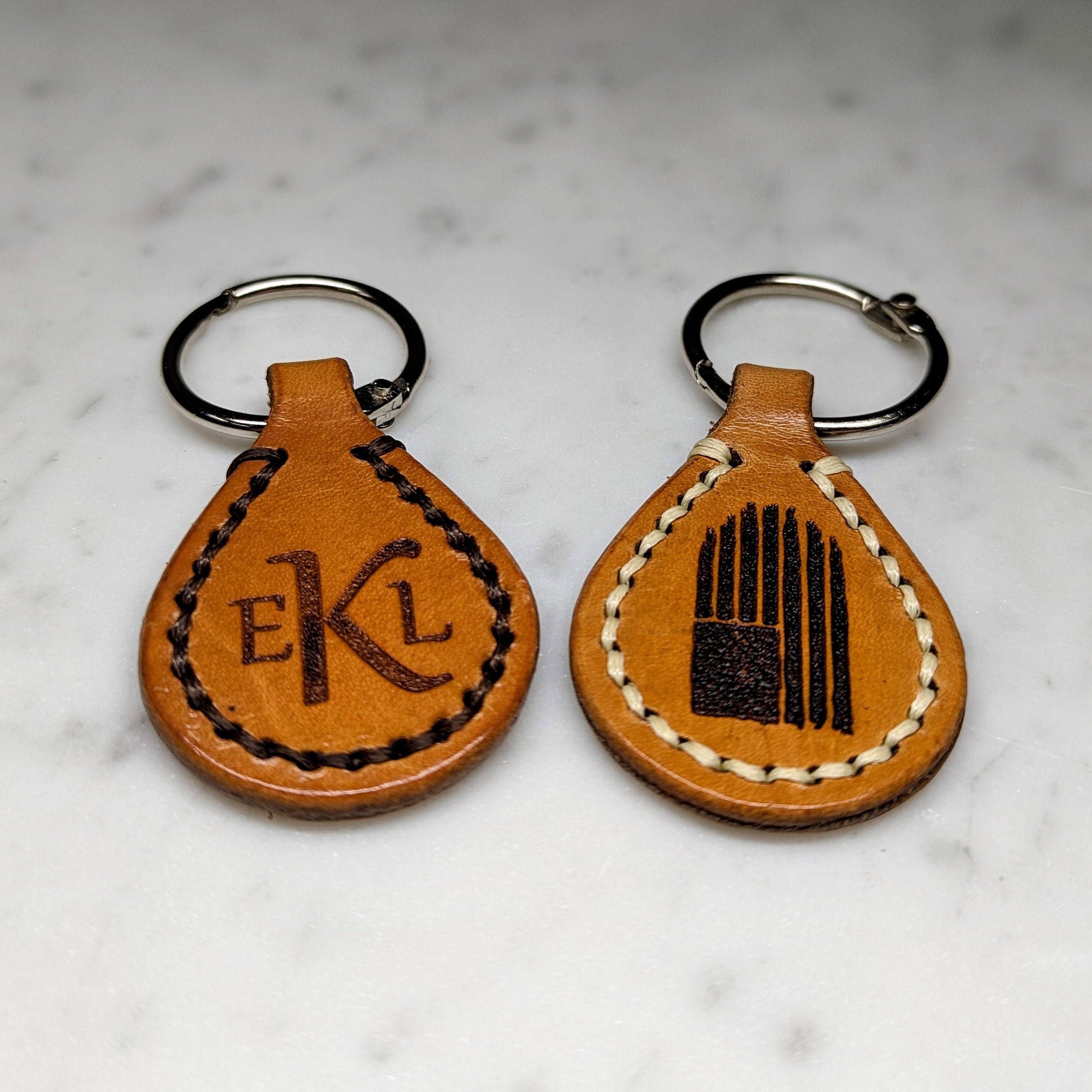 Personalized Leather Keychain: USA Handcrafted, Custom Engraved - Thumbnail 5