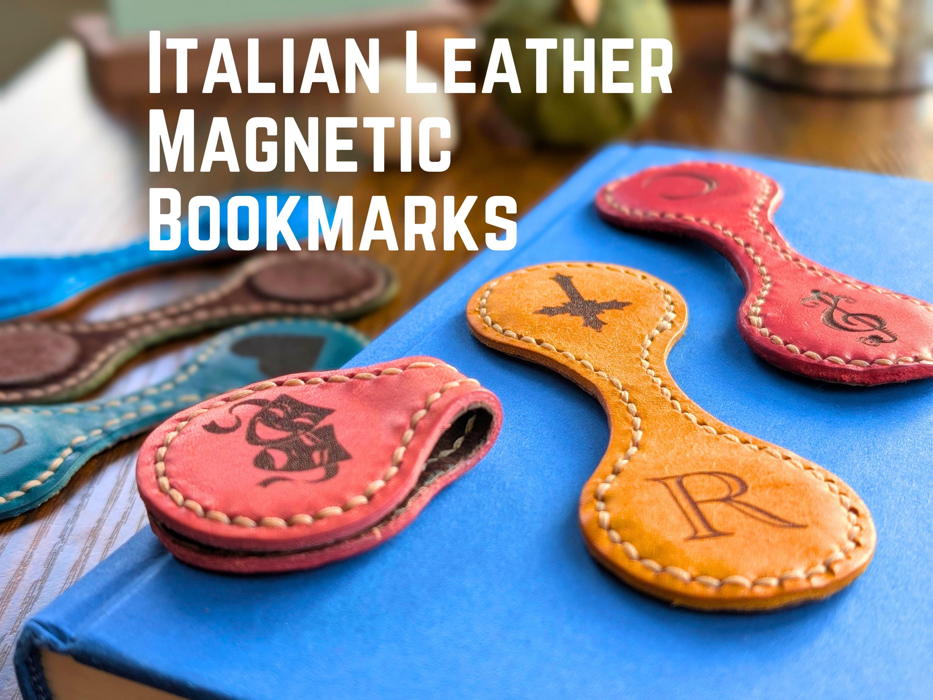 Italian Leather Magnetic Bookmark Personalized Engraved Luxury Magnetic Page Holder Strong Suede Lined Book Marker Unique Gift for Readers