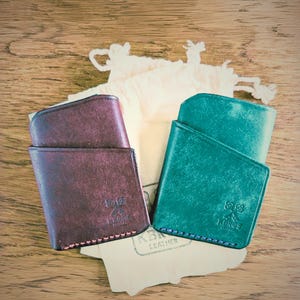 Minimo - Cartera de piel fina, tarjetero hecho a mano para hombre y mujer, cartera minimalista, regalo, cartera personalizada con bolsillo frontal.