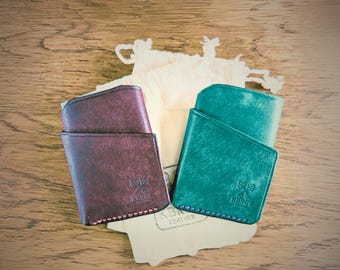 Cartera de cuero personalizada, regalo para él, tarjetero delgado personalizado, billetera de bolsillo frontal para padrinos de boda o esposos.