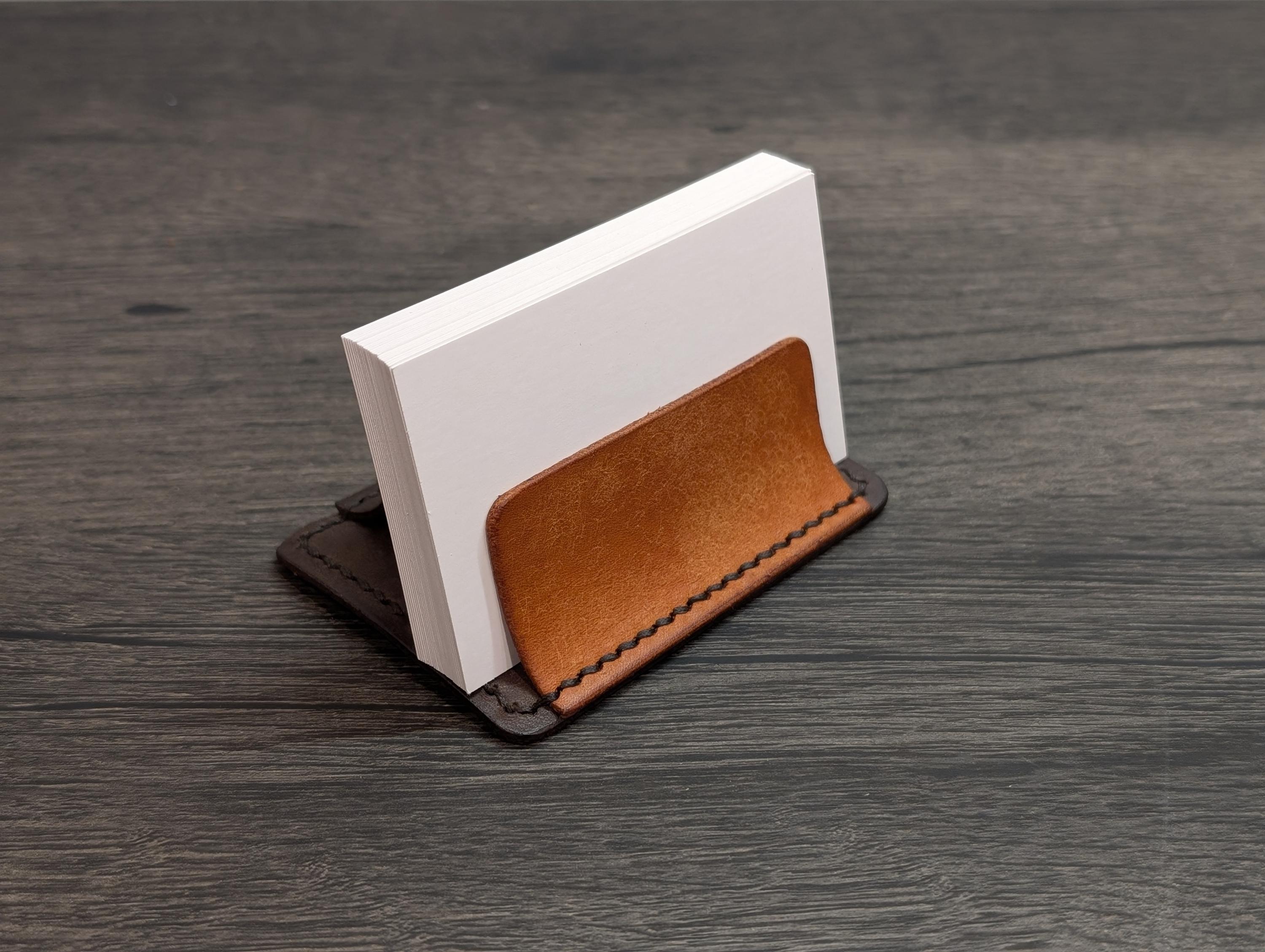 Leather Business Card Holder – Collapsible Italian Vegetable-Tanned Leather with Custom Logo Engraving - Image 1
