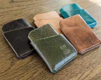 Handmade Veg-Tanned Leather Wallet: Slim 3-Slot Card Holder, Free Engraving